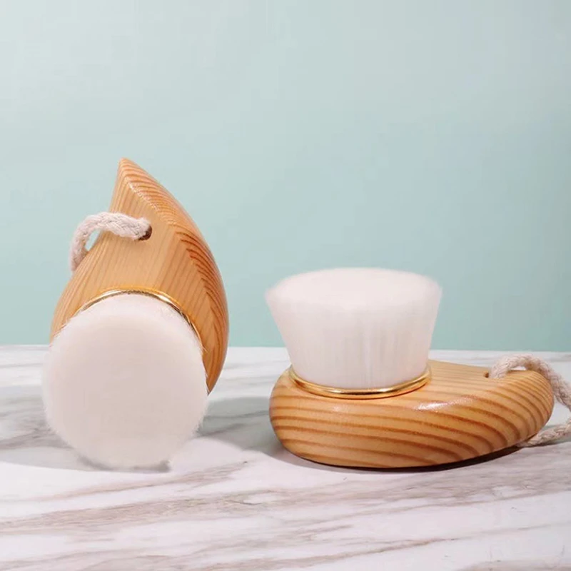 Cravo limpador profundo beleza escova de massagem facial cuidados faciais punho de madeira escova de limpeza facial fibra macia esfoliante de cabelo