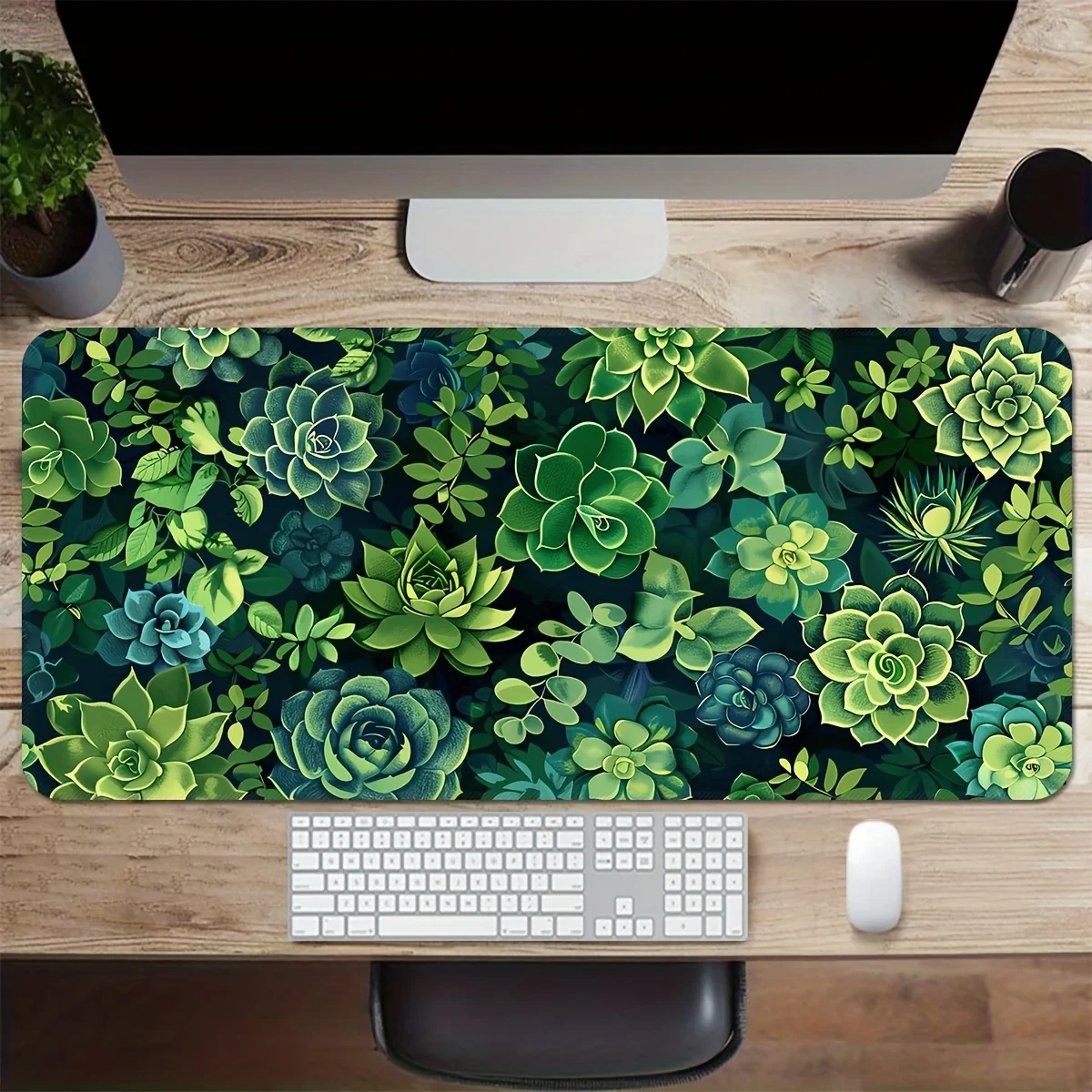 Succulent Mouse Pad,Non-slip and Waterproof Gaming Mousepad,Office Decorative Desk Mat, Perfect Gift for Friends Kawaii Desk Pad