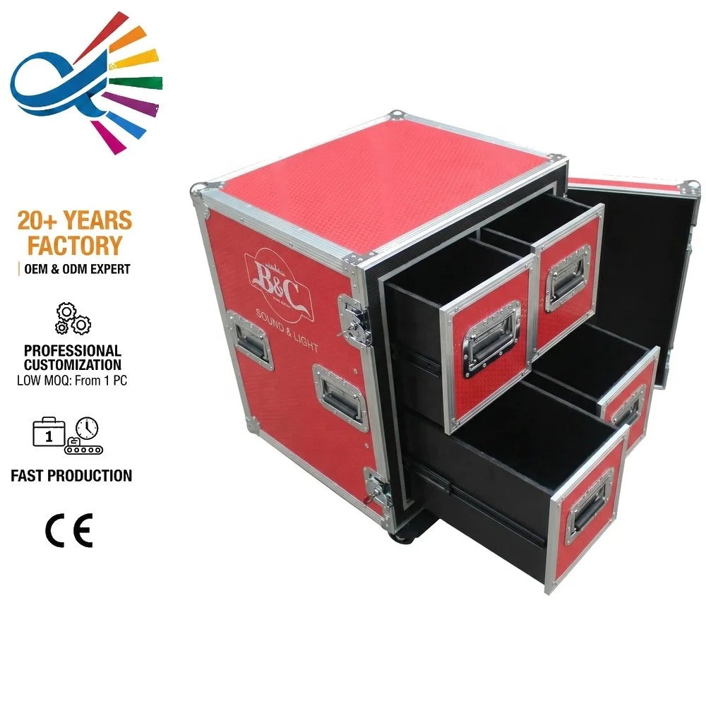 Professional Aluminum Flight Case EVA Lining IP65 Waterproof 4 Drawers Road Box for Tour Events and Stage Equipment Gear