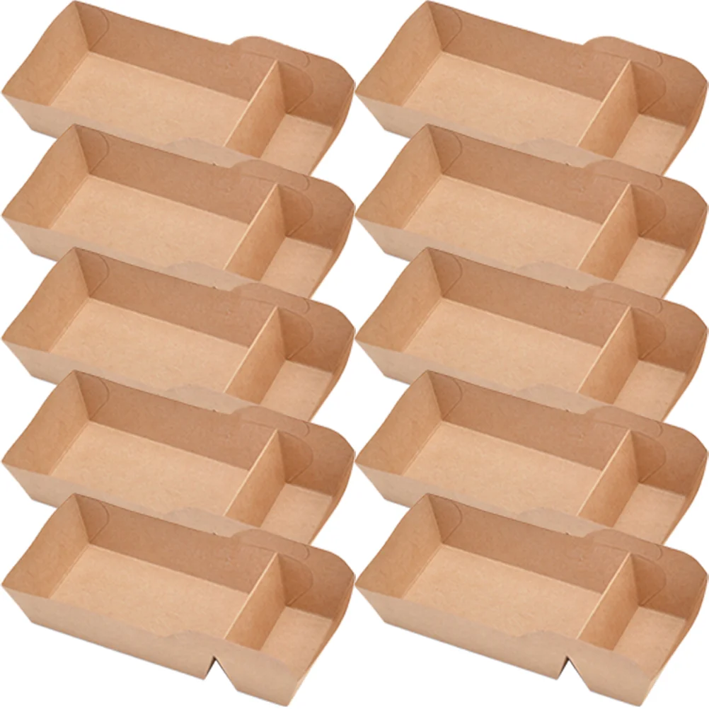 

50 Pcs Kraft Paper Snack Box Decorations Cake Containers Takeout Holder Fried Food Cup Case