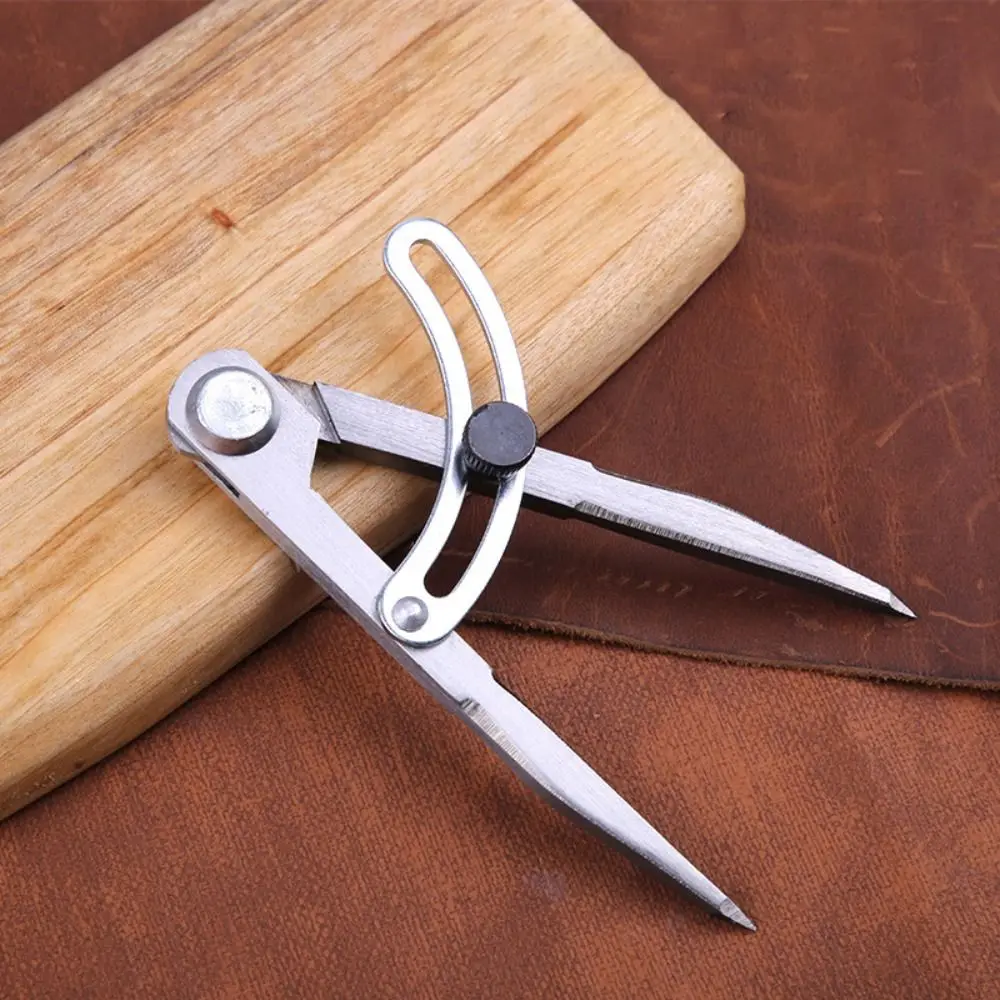 Pencil Marking Steel Wing Divider Edge Creaser Scriber Cross Line Compasses Adjustable Leather Craft Rotating Tool
