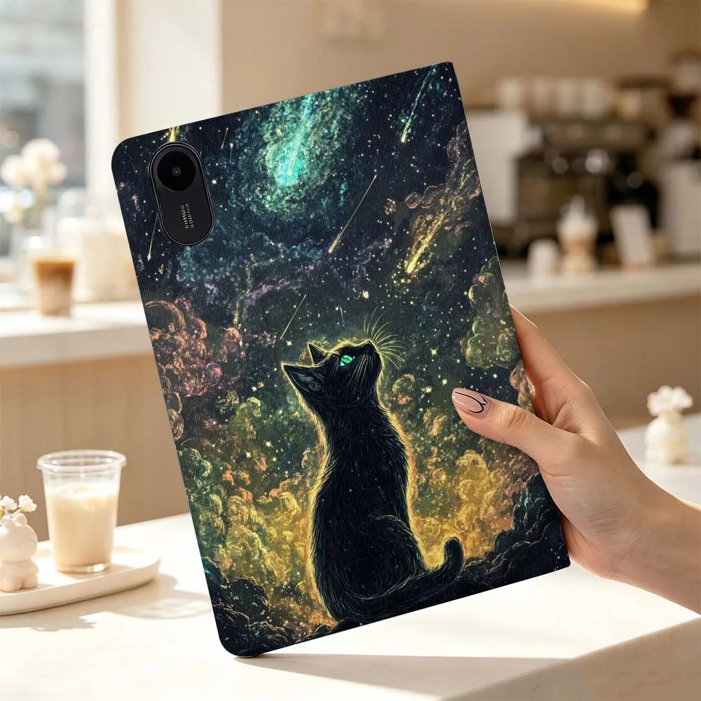 Cartoon Black Cat Nebula Fashion For Xiaomi Poco Redmi Pad 8 2 4 5 6 6S 7 7S SE Pro Max 14 11 8.7 11.2 12.5 Inch Tablet Case