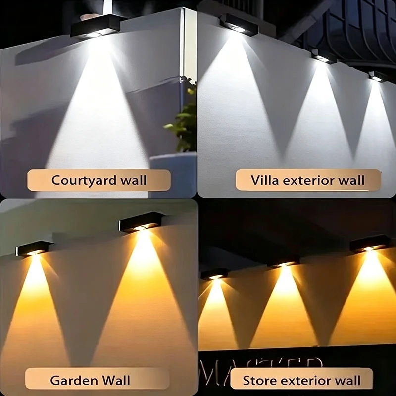1-8Pack Solar Wall Light LED Solar Fence Lights Outdoor Waterproof Courtyard Exterior Wall Light for Yard Balcony Step Railing