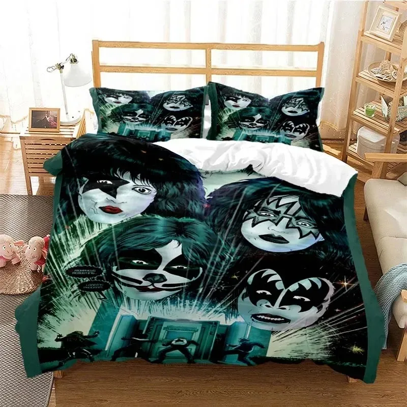 Kiss Band Fashion 3D NEW Duvet Cover Pillowcase Bedding Set Adult Boy Girl Bedroom Decoration Children Single Double Large 3