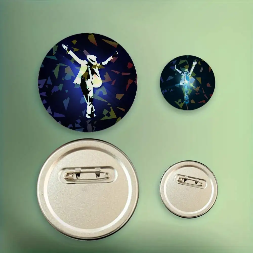 Super Star M-MiChAel J-JaCkson Round Badge Lapel Pins for Backpacks Briefcase Laser Brooch Clothes Gifts view 3