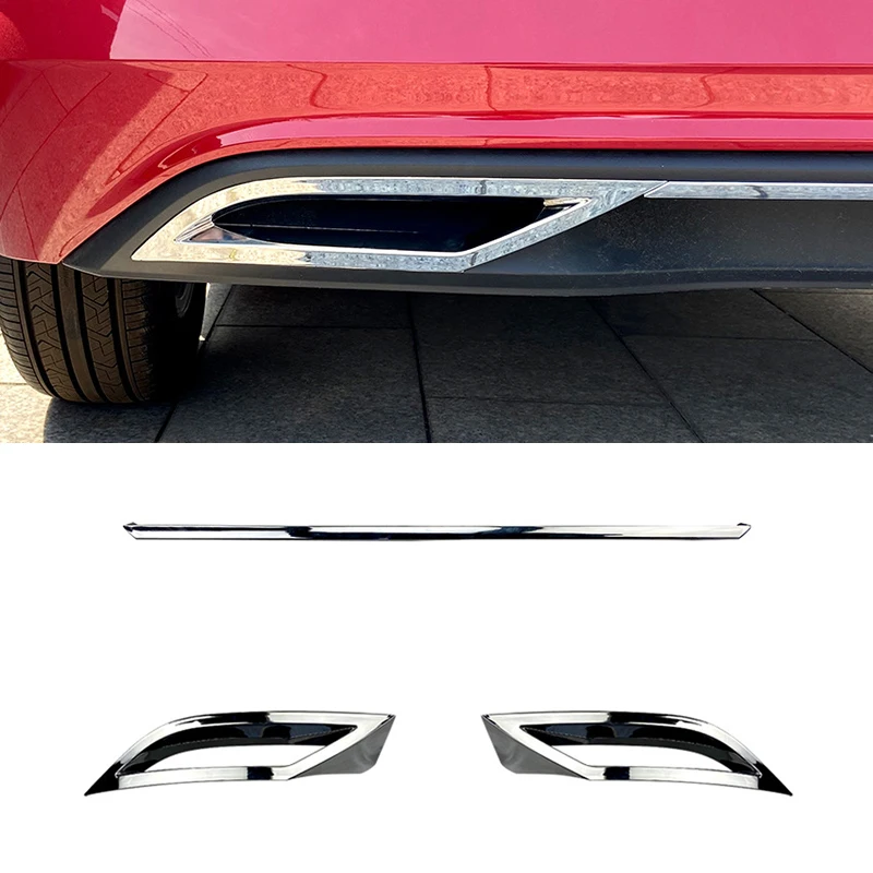 3PCS/set Rear Bumper Diffuser Lip Spoiler Air Outlet Exhaust Strip Cover Trim for VW Volkswagen Polo MK6 Polo Plus 2018-2021