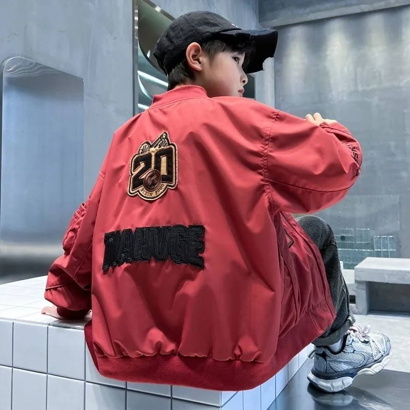 سترة بيسبول جديدة للأولاد لعام 2025 سترة خفيفة الوزن للأطفال لربيع وخريف مع تصميم مطرز سترة رياضية للأطفال للأولاد #5