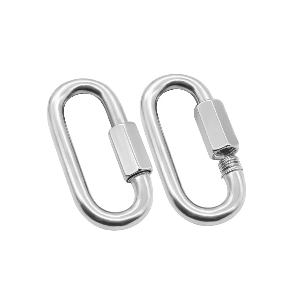 304 Stainless Steel Chain Quick Links Heavy Duty Chain Connector Carabiners Buckles for Camping Shade Sail Hammock Swing