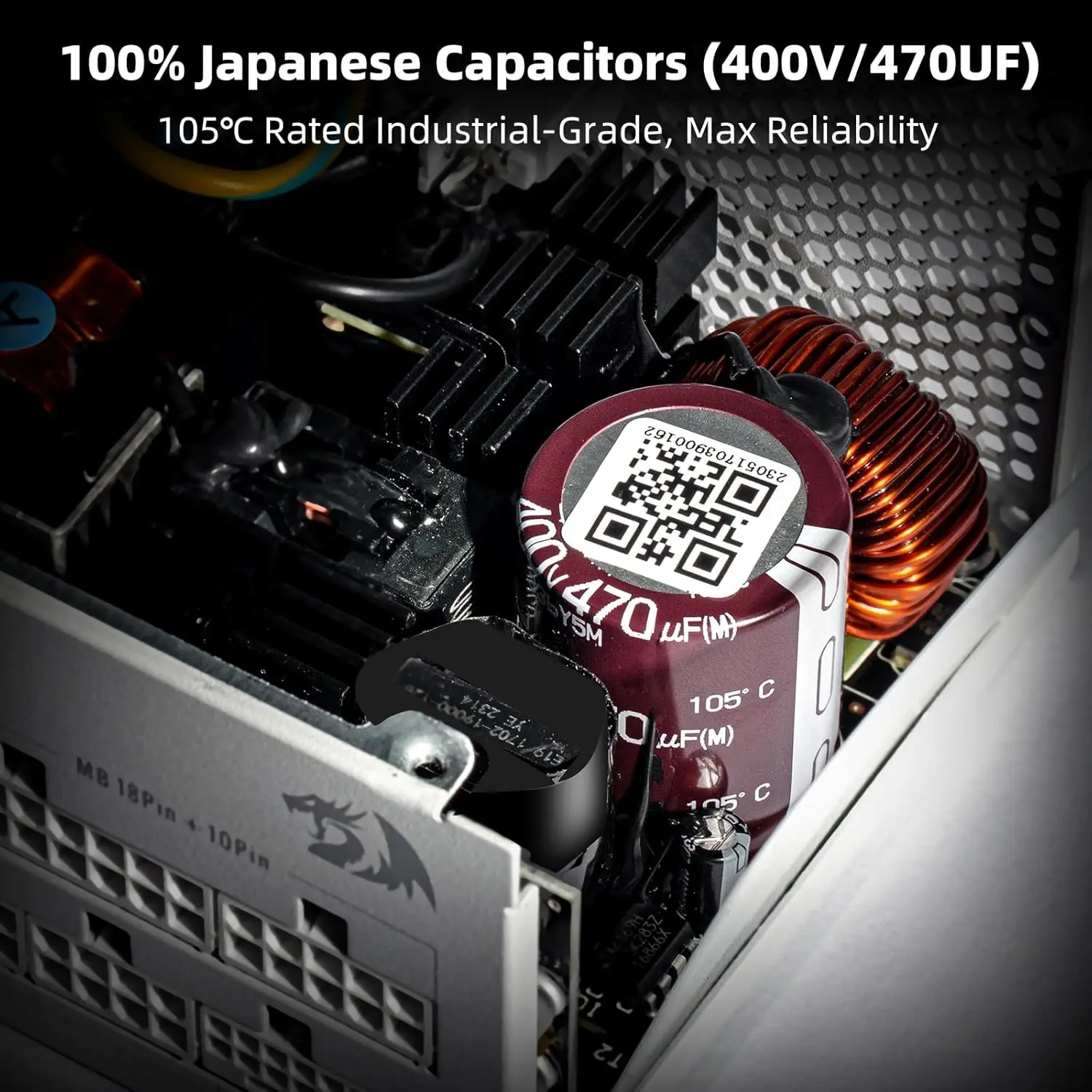Redragon 완전 모듈식 저소음 Smart-ECO 0 RPM 선풍기 ATX 호환 패널 전원 공급 장치, PSU015, 80 + 플래티엄 750 W SFX