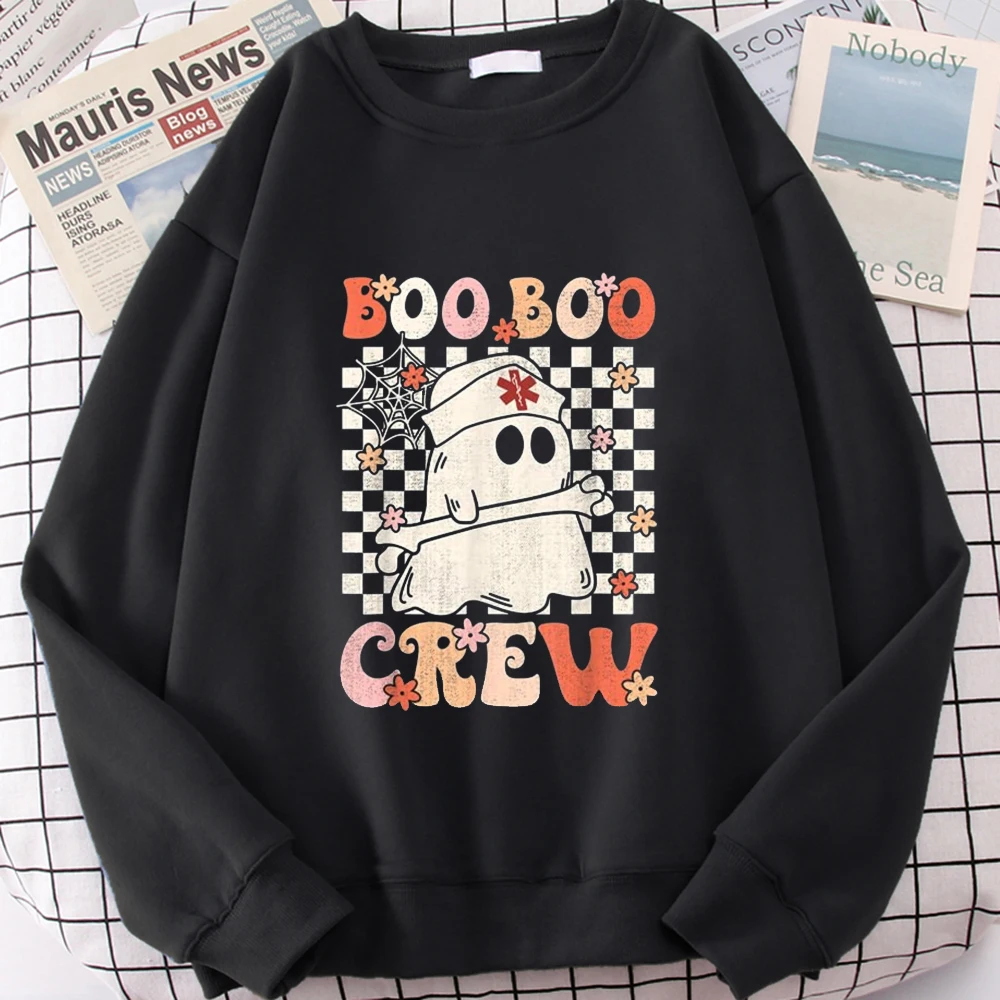 Groovy hoodies Boo Boo Crew Nurse Ghost Halloween Funny Nursing Sweatshirt Halloween Hoodies Women Clothes Lover Pullovers Tops