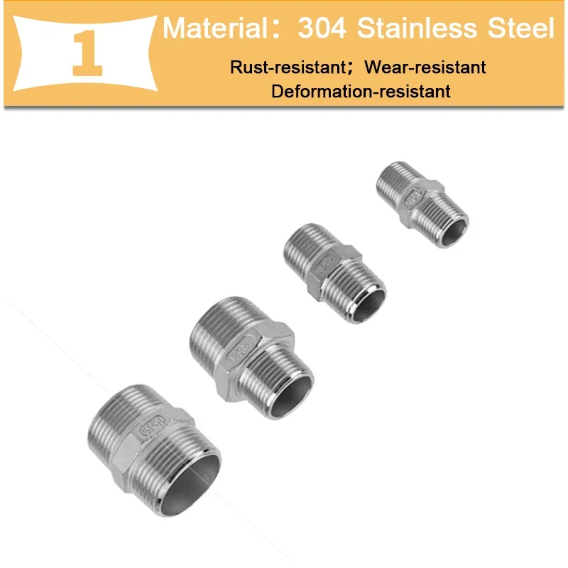 1Pcs 304 Stainless Steel Male Adapter Double Male Thread Connector 1/2