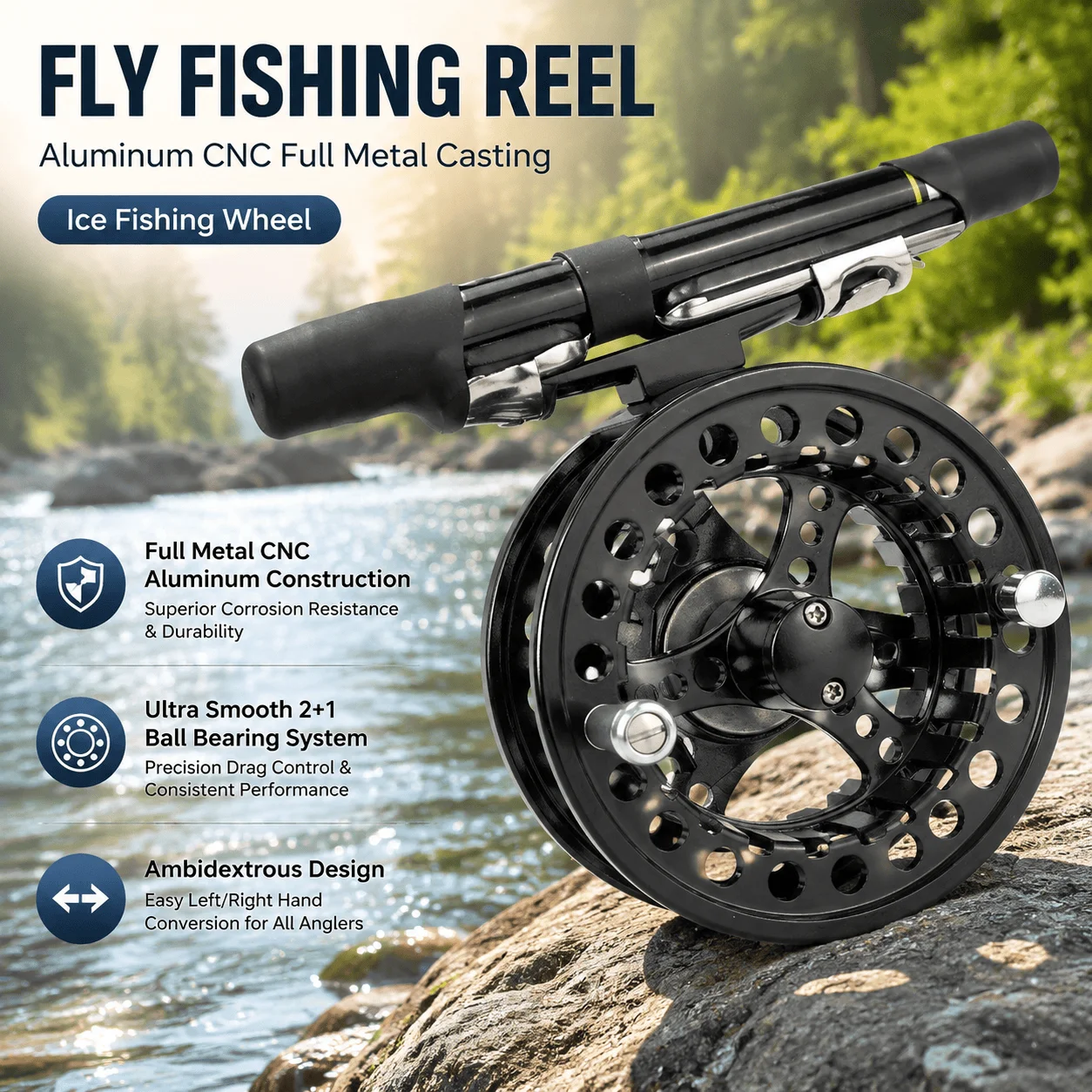 Fly Fish Reels Fly Fishing Reel Full Metal CNC Ice Fishing Reel Left Right Hand 5/6 7/ ...