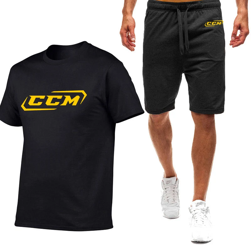 2024 Ccm Zomer Heren Comfortabele Vrije Tijd Trendy Beweging T-Shirt + Korte Broek Nieuwe Hiphop Tweedelig Pak Met Korte Mouwen