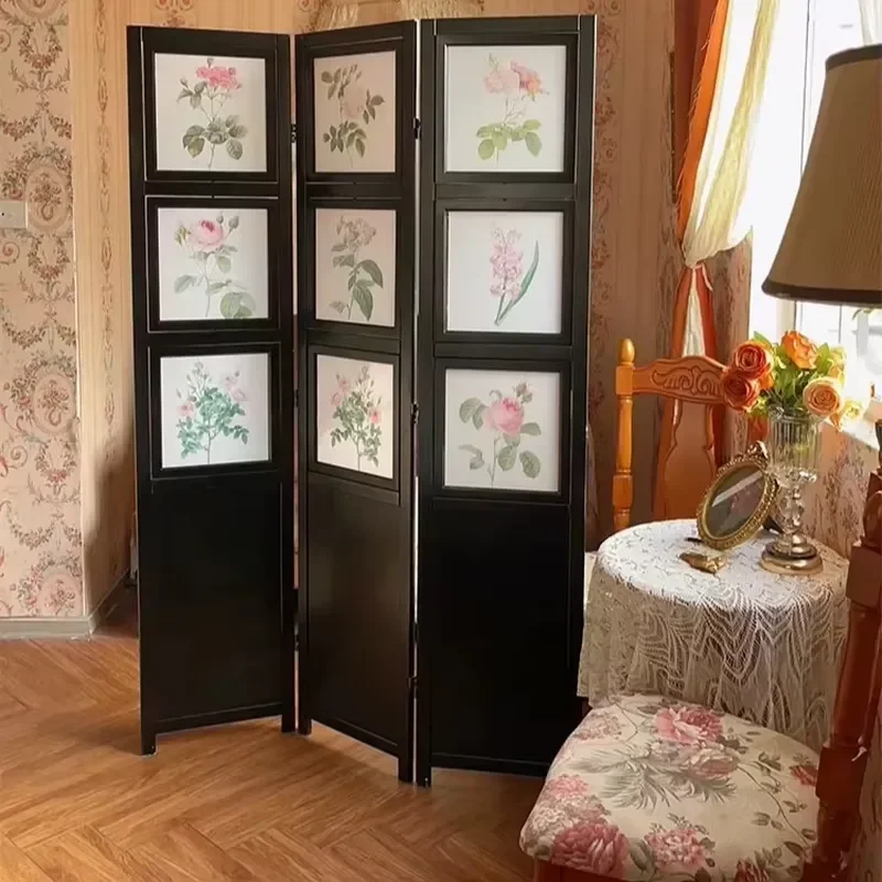 Modern Black Wood Room Divider Art Screen Partition for Hotel Home Decorative Interior Design Space Separator Wall Panel