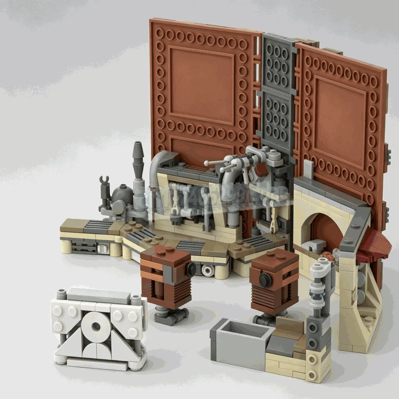 538PCS MOC Sci-Fi Desert Planet Junk Repair Shop Street Scene Building Blocks DIY Creative Assembly Architecture Collection Toy