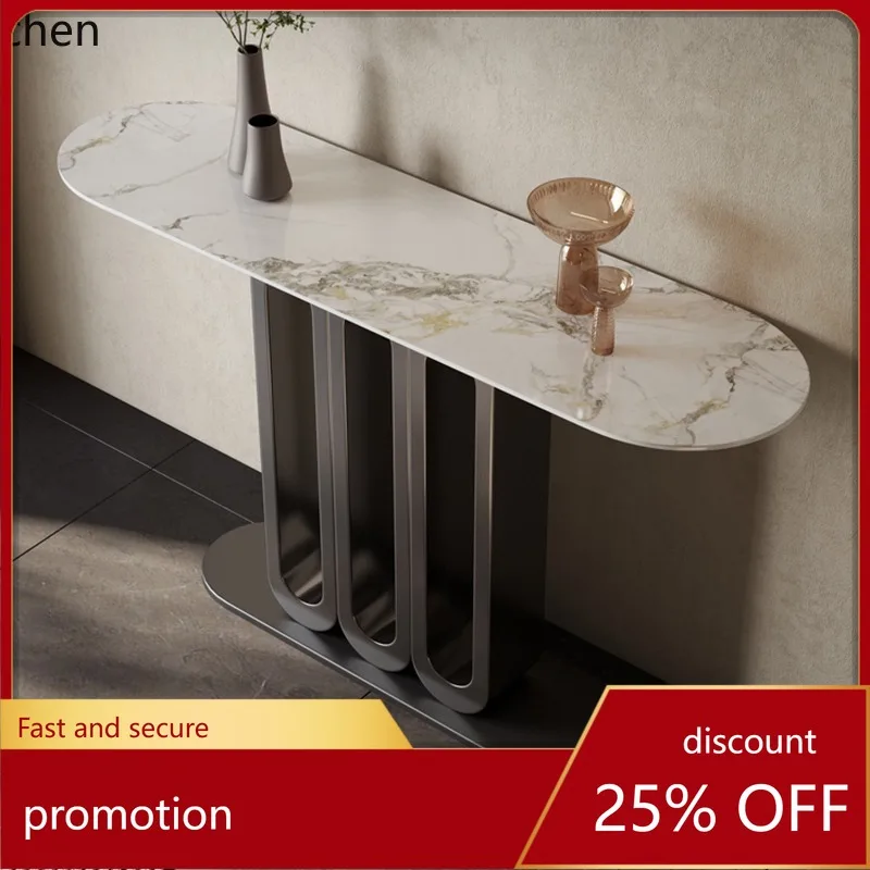 

CZ Minimalist Entrance Hallway Aisle Entryway Console Table Opposite Door Wall-Mounted Creative Entryway Table Rock Board