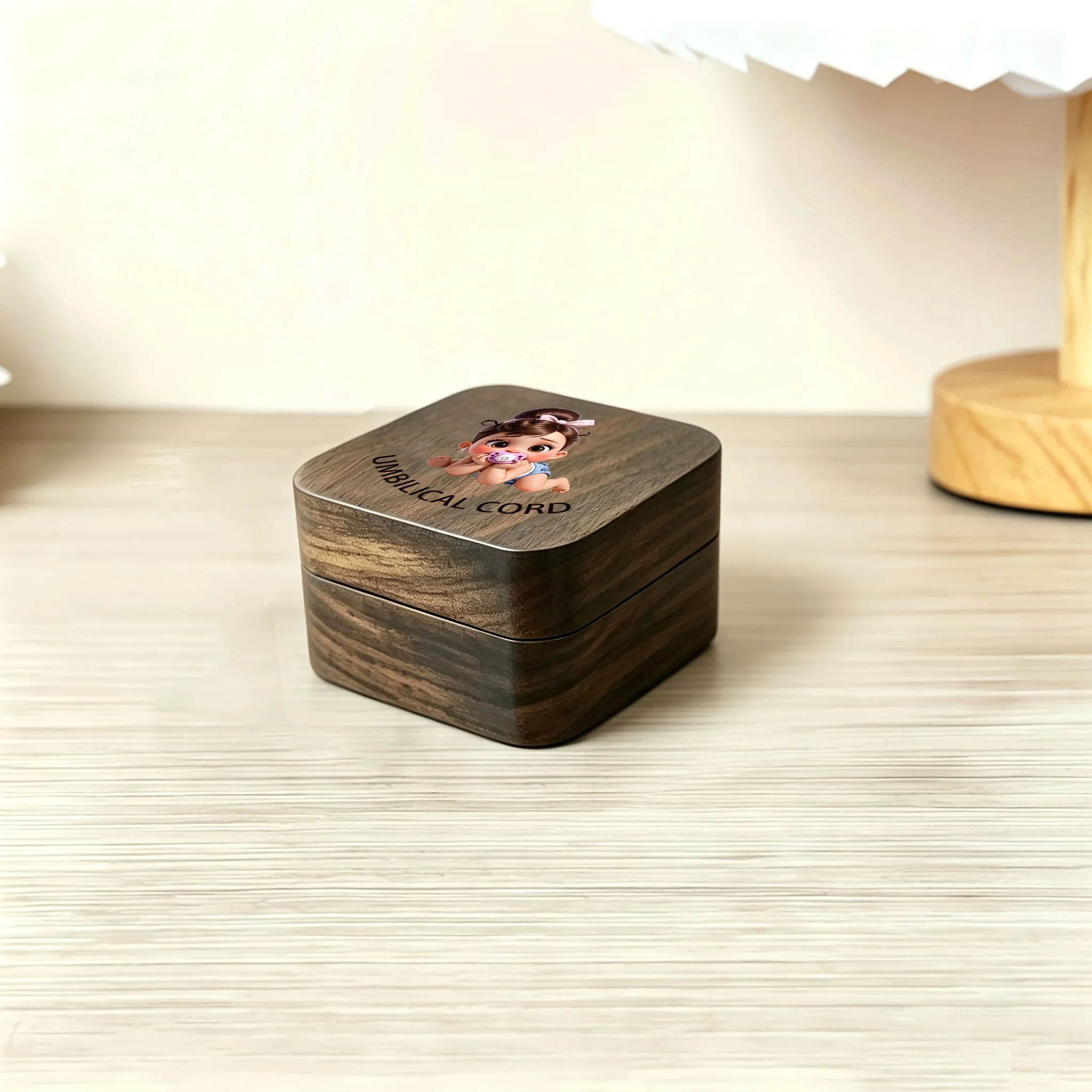 Wooden 2D Flat Umbilical Cord Box Set Birth Souvenir Tooth Fetal Hair Storage Box Growth Commemorative Home Decor Birthday Gift - view 5