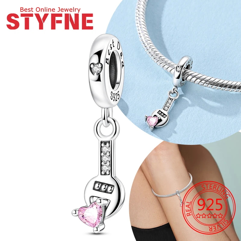 

925 Sterling Silver Charm Father love Hearts Family Beads Fit Original Bracelets Beads Charms Pendant Jewelry Making