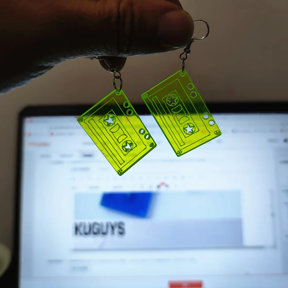 KUGUYS Trendy Jewelry Acrylic Clear Neon Large Earrings for Women Pendientes New Arrival Tape Drop Earring Oorbellen Brincos