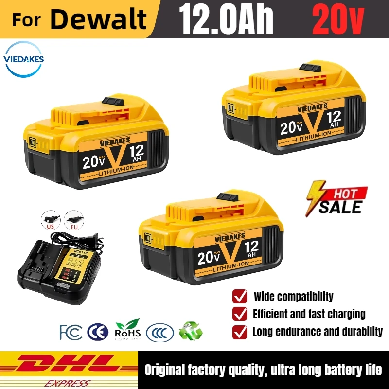 

Original 18V 5Ah 6Ah Battery ,for DeWalt power Tools DCF887 DCG405 DCD791 DCF922 20V Lithium Battery Replacement
