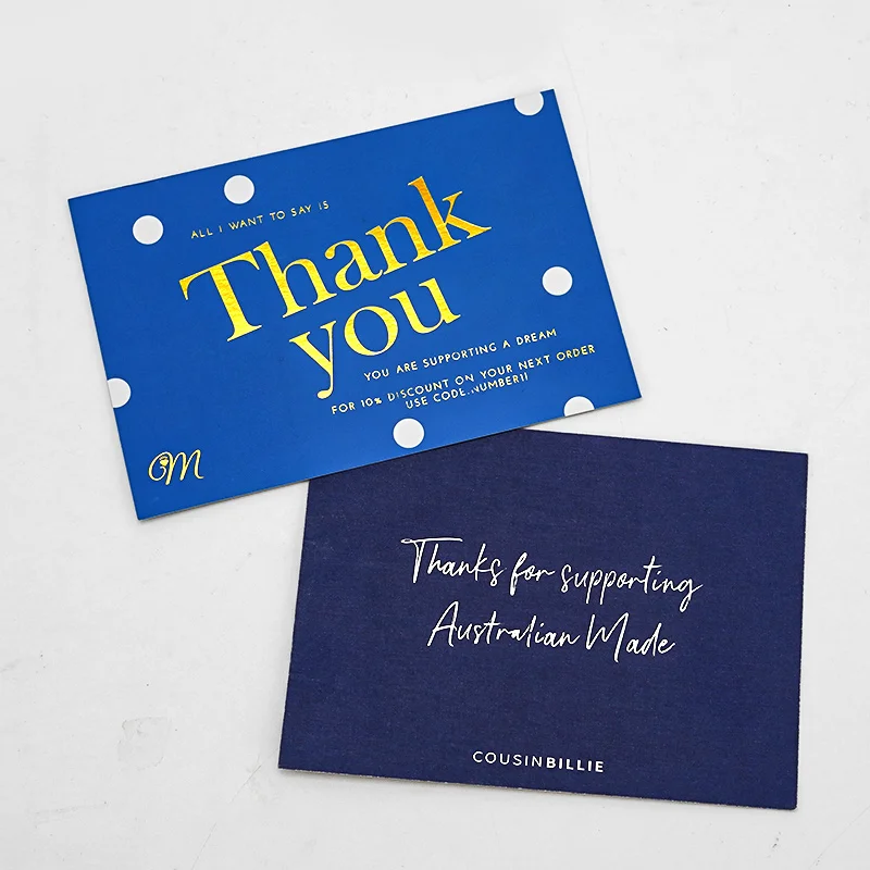 20 0.Zhang.Custom.Luxury custom 600g thick paper thank you post card with foil logo