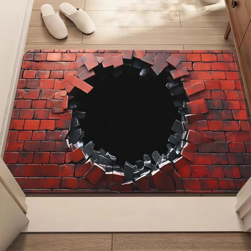 3D Visual Hole Carpet Creative Illusion Rug Bathroom Living Room Anti Slip Water Absorbing Mat Home Decoration