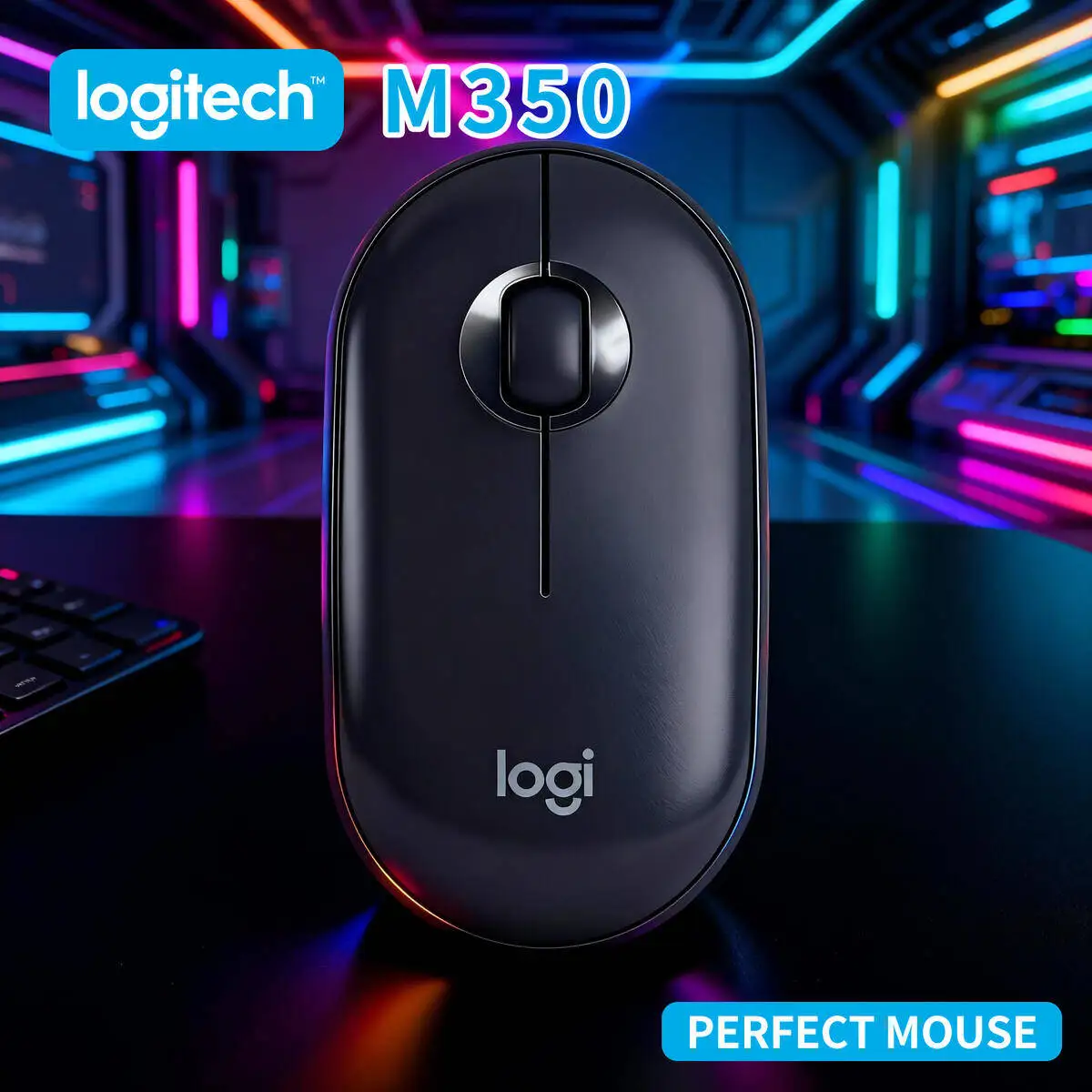 

Беспроводная бесшумная мышь Logitech M350, портативная для левой и правой руки для офисных работников, противоскользящая эргономичная ручка для дома, защита от пота