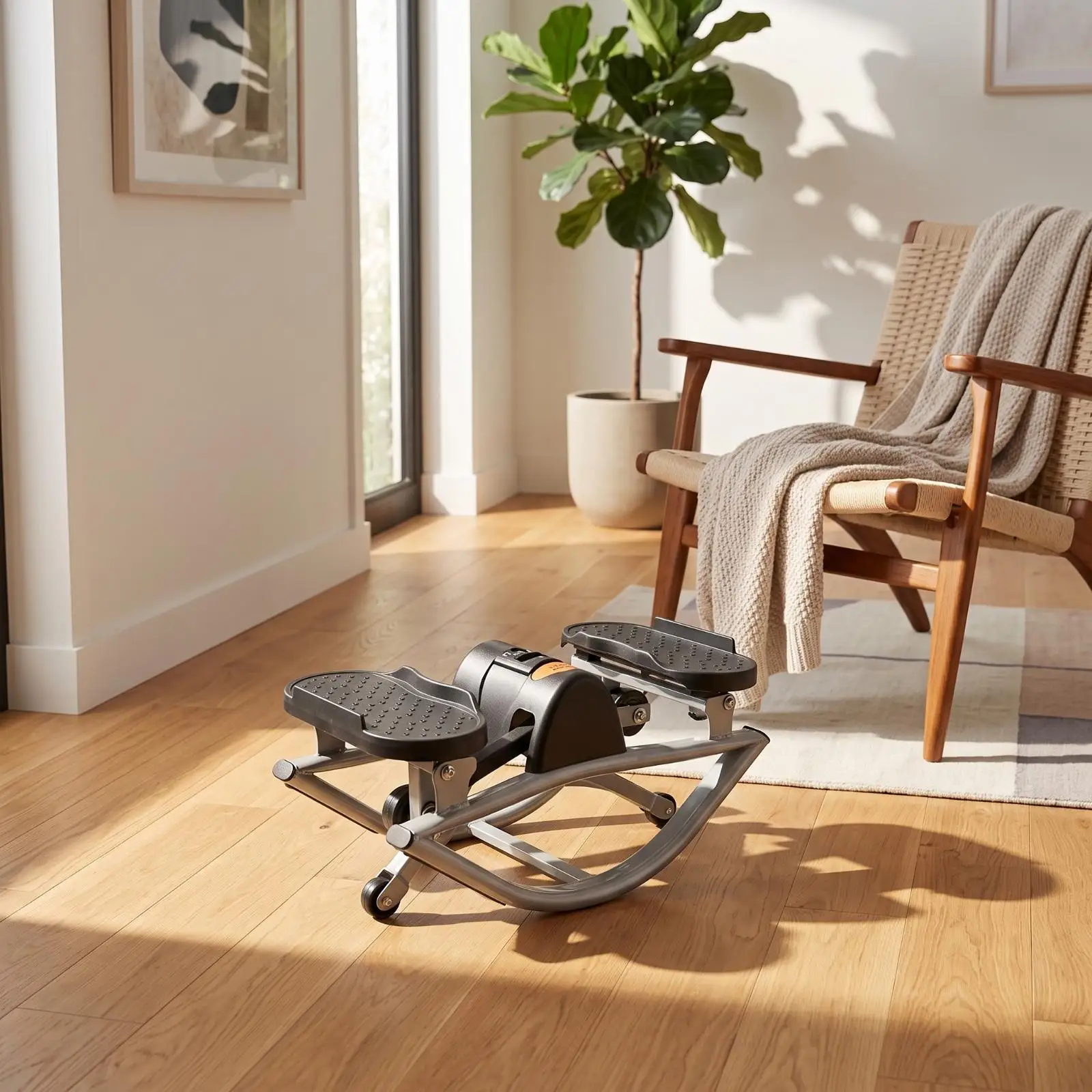 Low Impact Home Stepper for Daily Cardio Training Space Saving Iron Construction with Grip Pedals