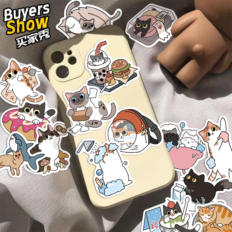 50/100PCS Cartoon Cute Abstract Cat Creative Graffiti Stickers Phone Envelope Guitar Skateboard Scrapbook Decorative Stickers