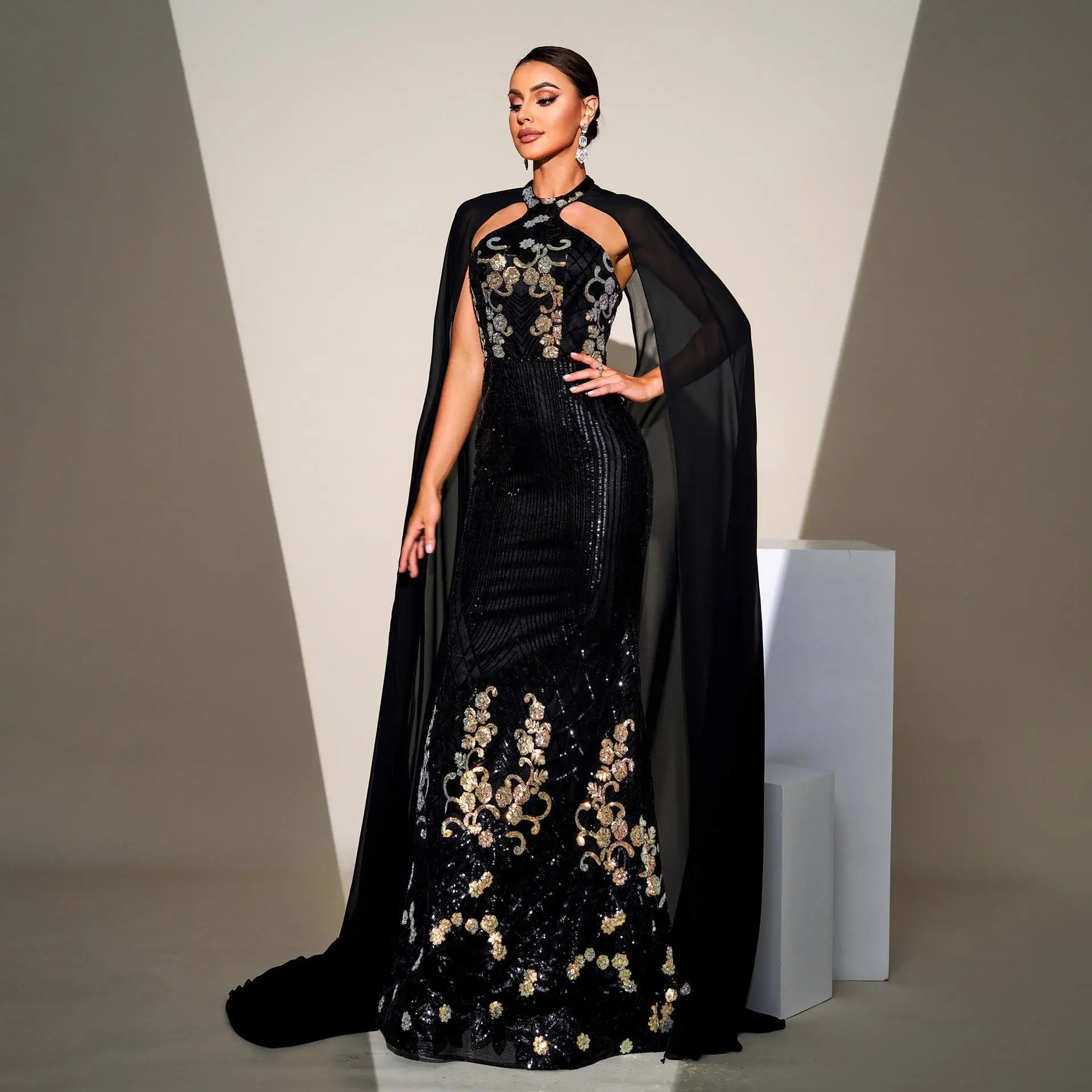 Ele Long Ne Hängender oulder awl Pailletten Tüll Dr Abendkleid Maid of Dr Frauen Hohe Taille Figurbetonter Rock