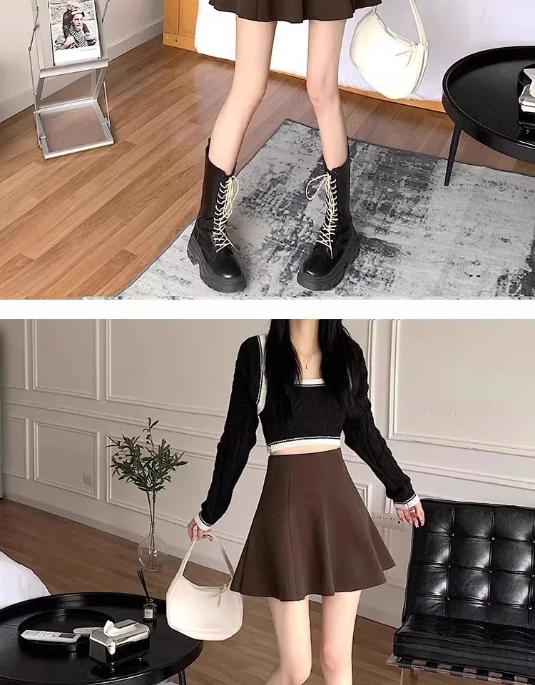 Halbrock Damen Neuer Herbst- und Winter-A-Linien-Kurzrock, sexy, figurbetont, flauschig, für kleine Frauen, vielseitiger Schirmrock – Detail 7
