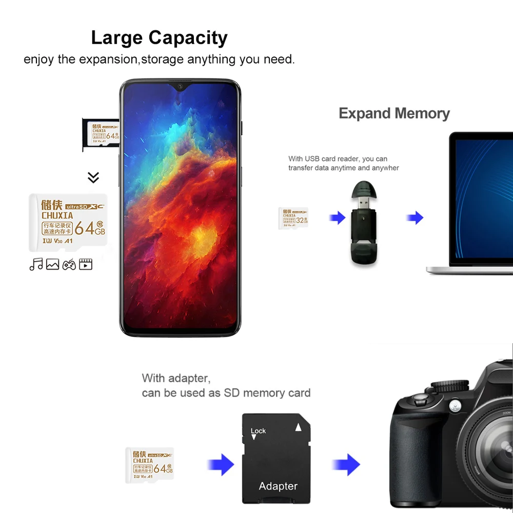 2023 고속 메모리 카드, 미니 SD 카드, U3 V10 TF 카드, 128GB, 휴대폰 저장 카드, 카메라 드론 TF 카드, 64GB, 신제품