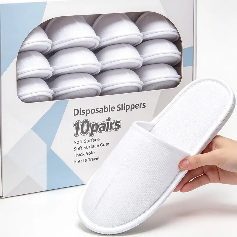 Disposable Slippers White Non Slip Unisex Hotel Spa Travel Slippers Lightweight Eco Friendly Comfortable Soft Slipper Women Men