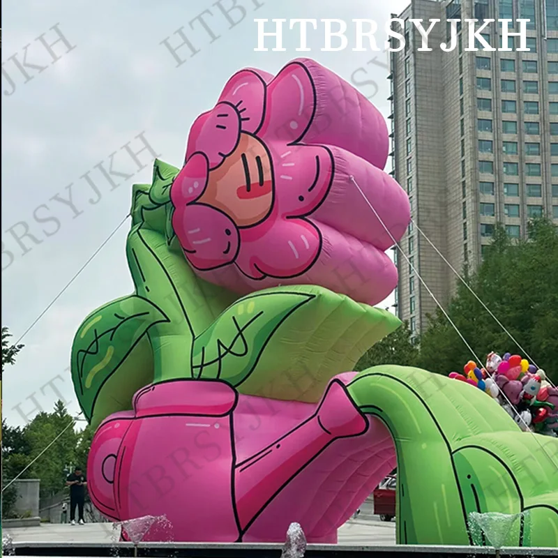 3M 4M inflatable cartoon flower watering can air model plant outdoor activities decorative props