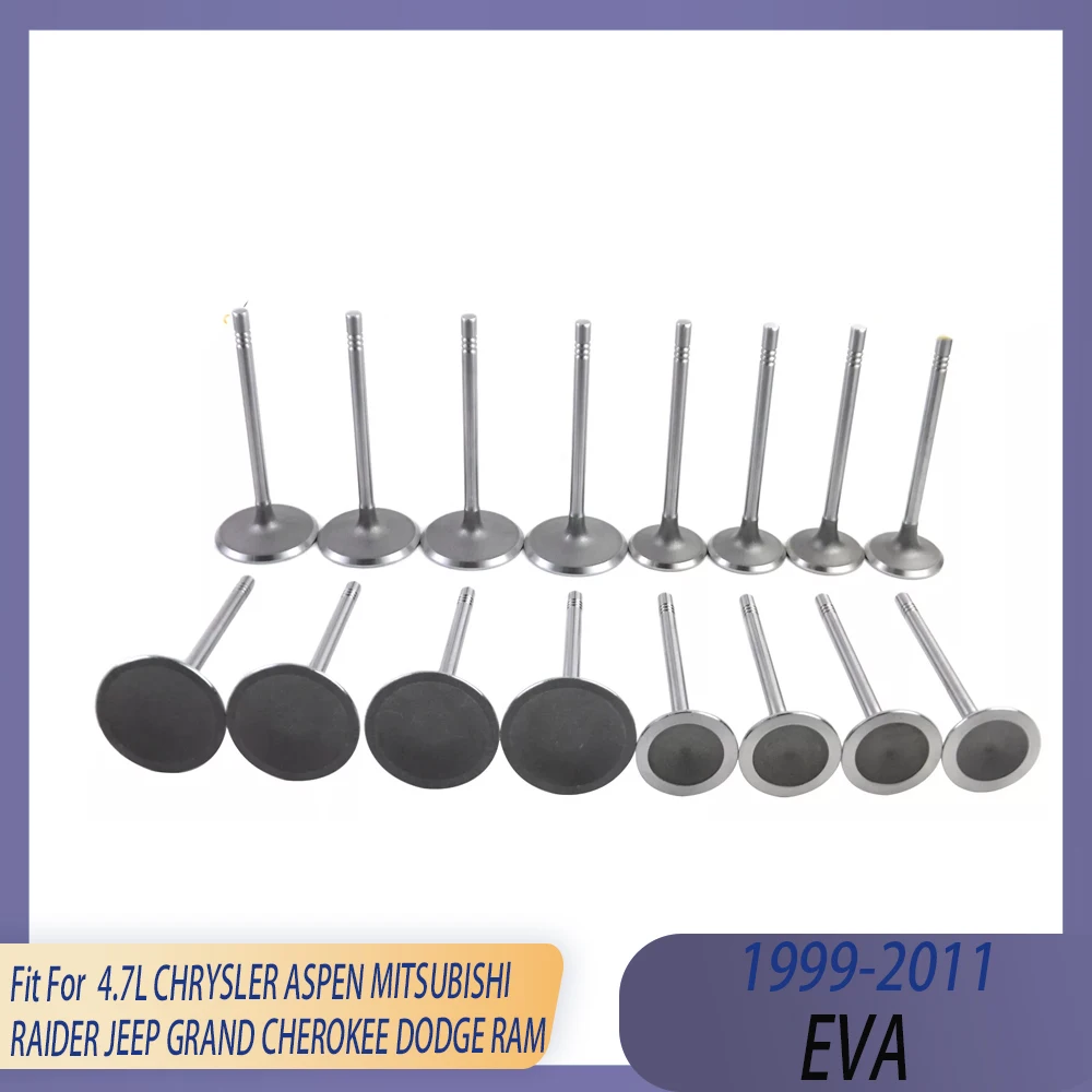 Engine Parts Intake Exhaust Valves Kit 3.7 4.7 L 99-10 Gas For CHRYSLER ASPEN MITSUBISHI RAIDER JEEP GRAND CHEROKEE DODGE RAM