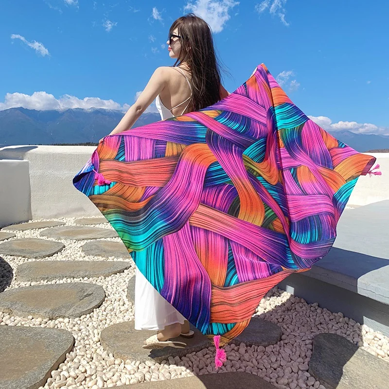 28 stili 90x180cm viaggio spiaggia protezione solare Scarve Bikini scialle grande sciarpa avvolgente Sarong donna costume da bagno brasiliano