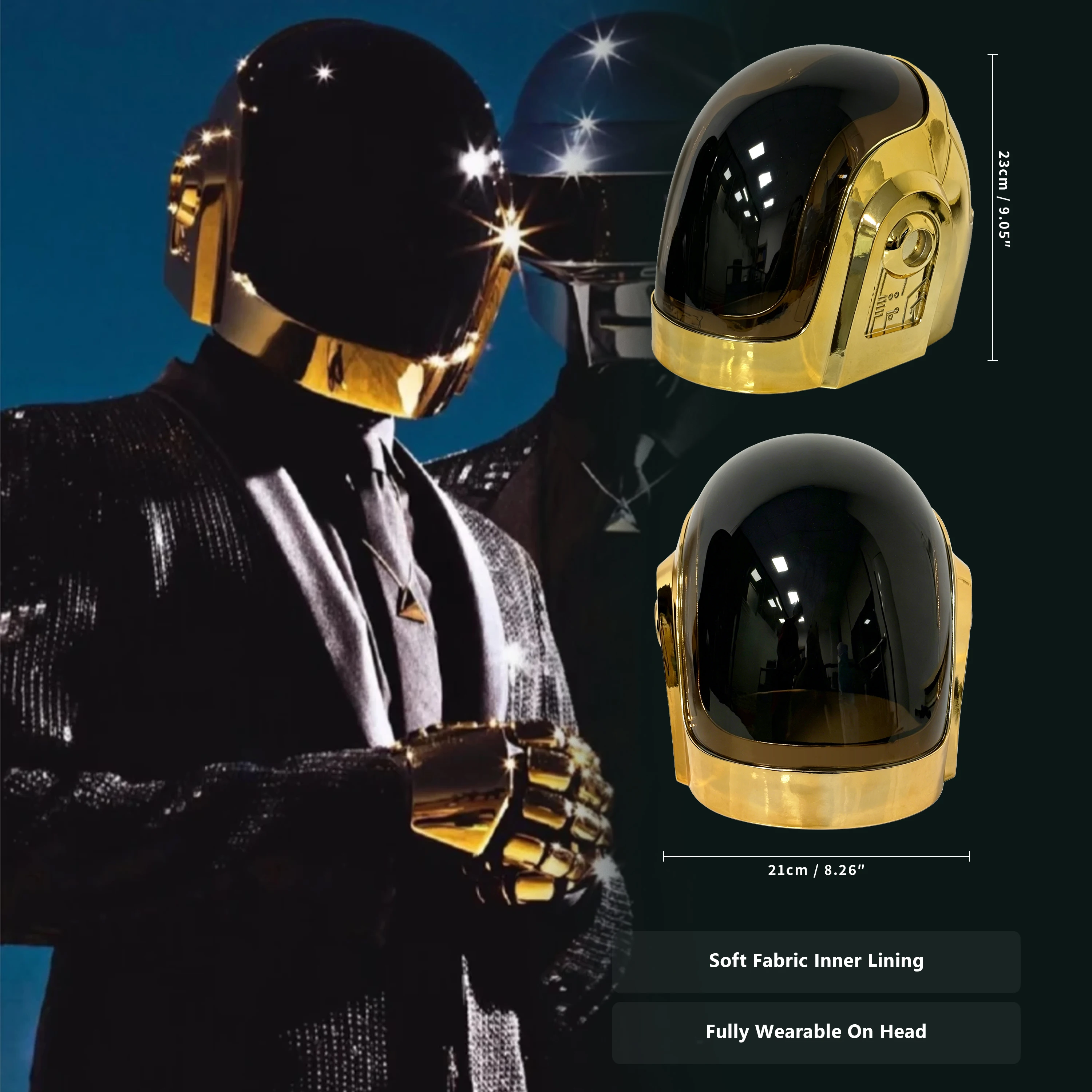 

Daft Punk Helmet Guy-Man Gold Thomas Silver Wearable Cosplay Mask for Party DJ Electronic Music Festival
