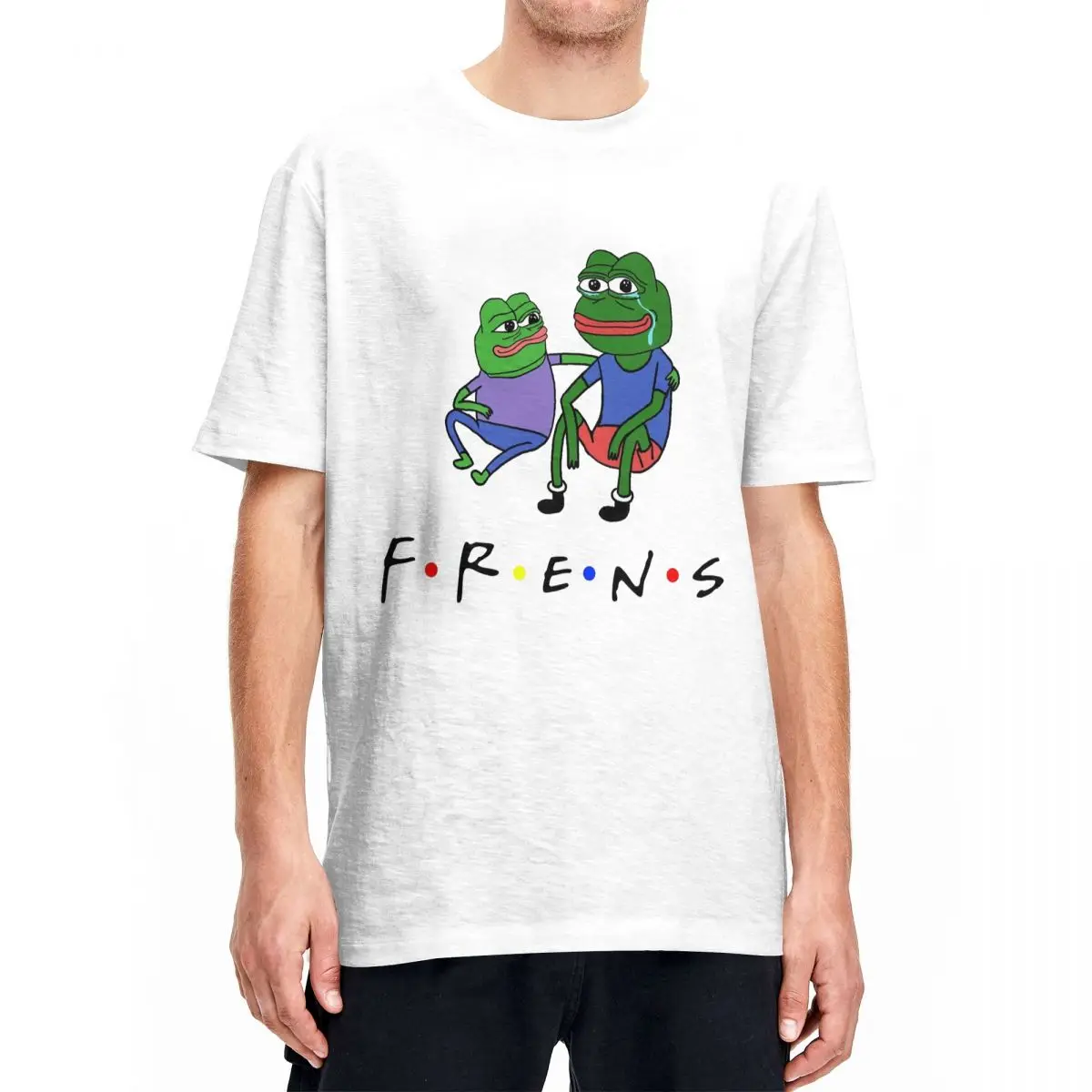 Men Women's Pepe Frog Memes Frens T Shirts Cotton Clothing Funny Short Sleeve Round Neck Tees Printed T-Shirts