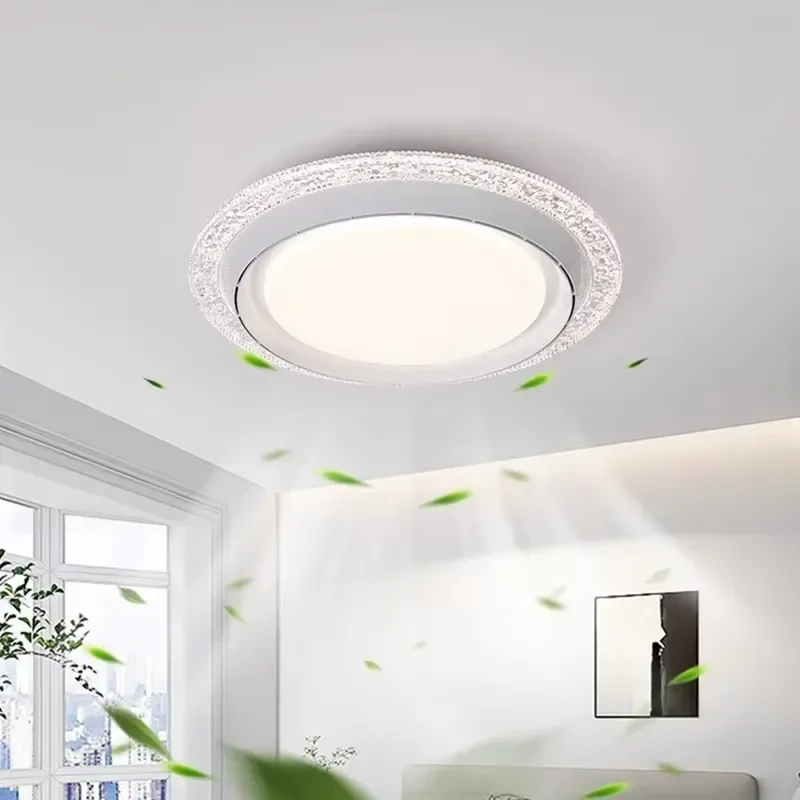 Minimalist Modern Bedroom Bladeless Fan Light Remote Control LED 5-Speed Intelligent Inverter Silent Eye-protecting Electric