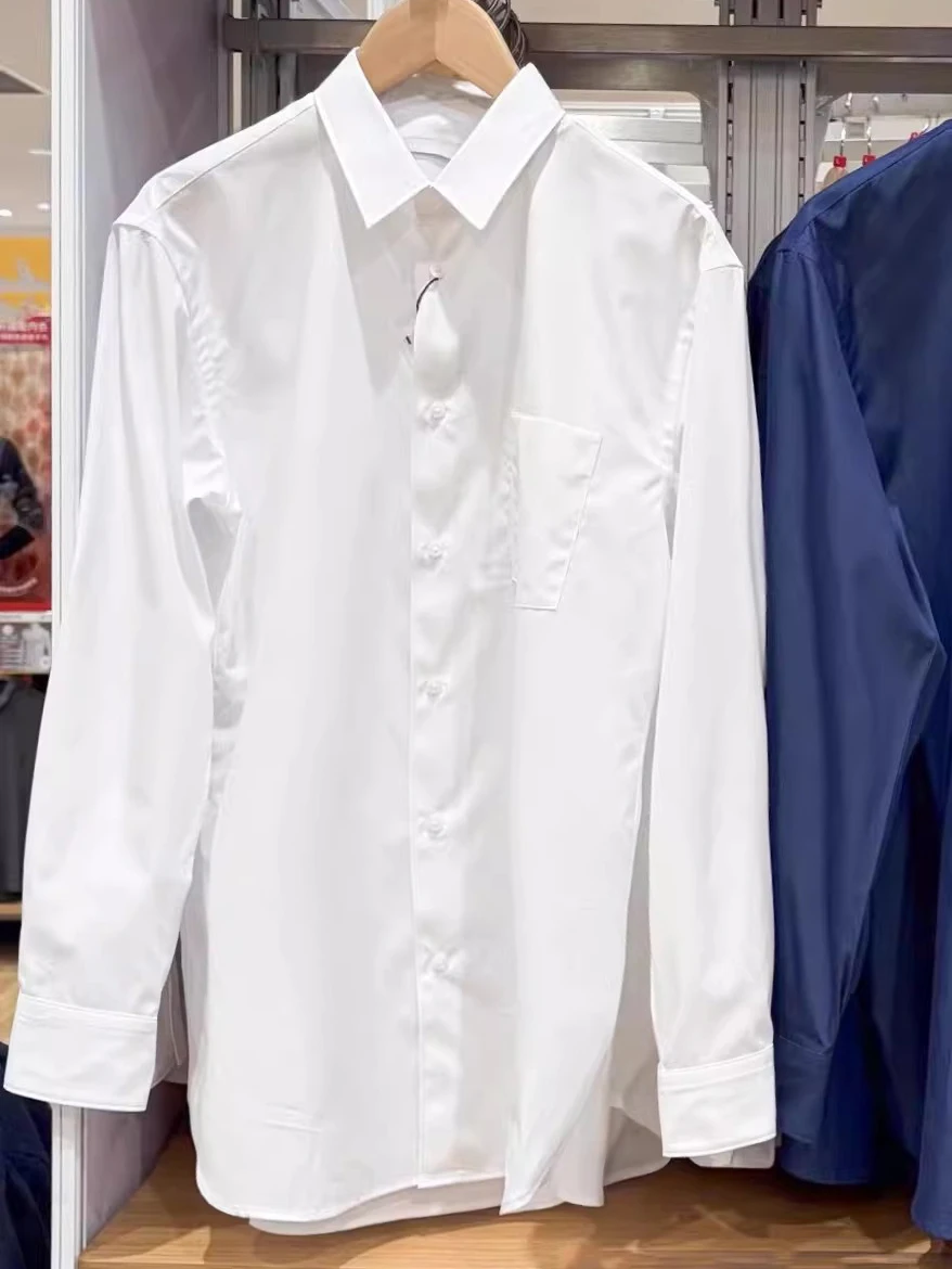 

Pure Cotton Long Sve irt Simple Sle Men's Spring Faion Breathable Casual Loose Fit Button up White irt