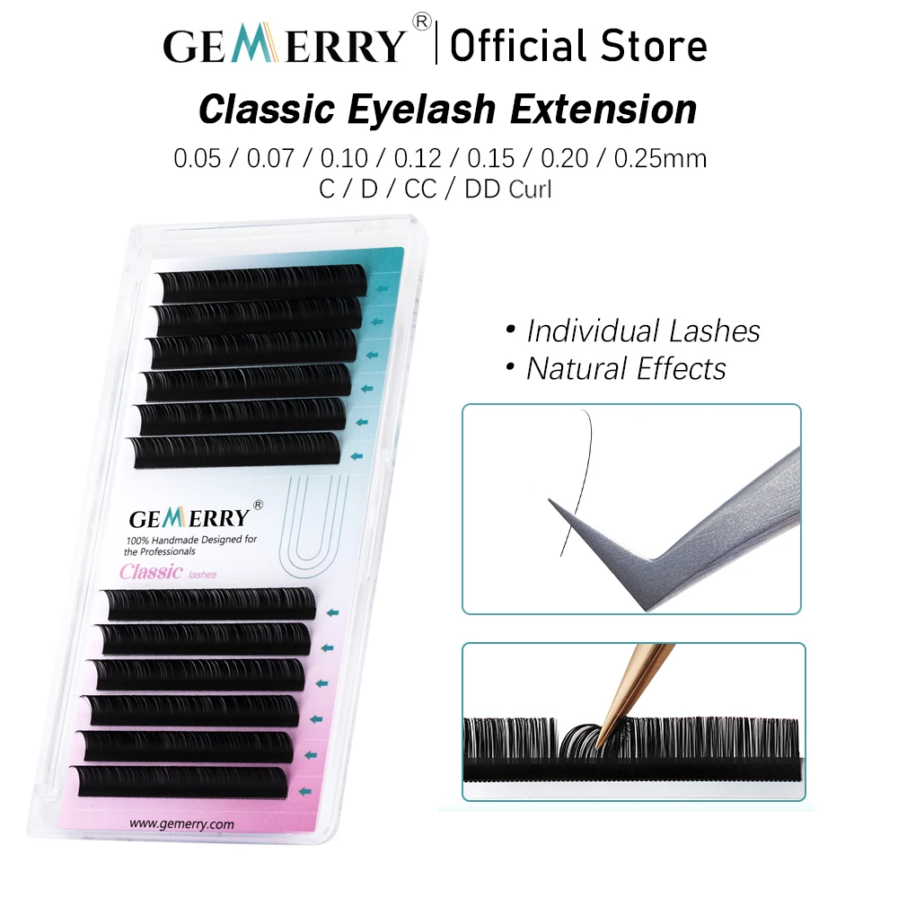 GEMERRY 25mm Einzelne Wimpernverlängerungen Natürliche Weiche Volumen-Wimpern Faux Mink Klassische Wimpern Korea Seide Mink Wimpernzubehör