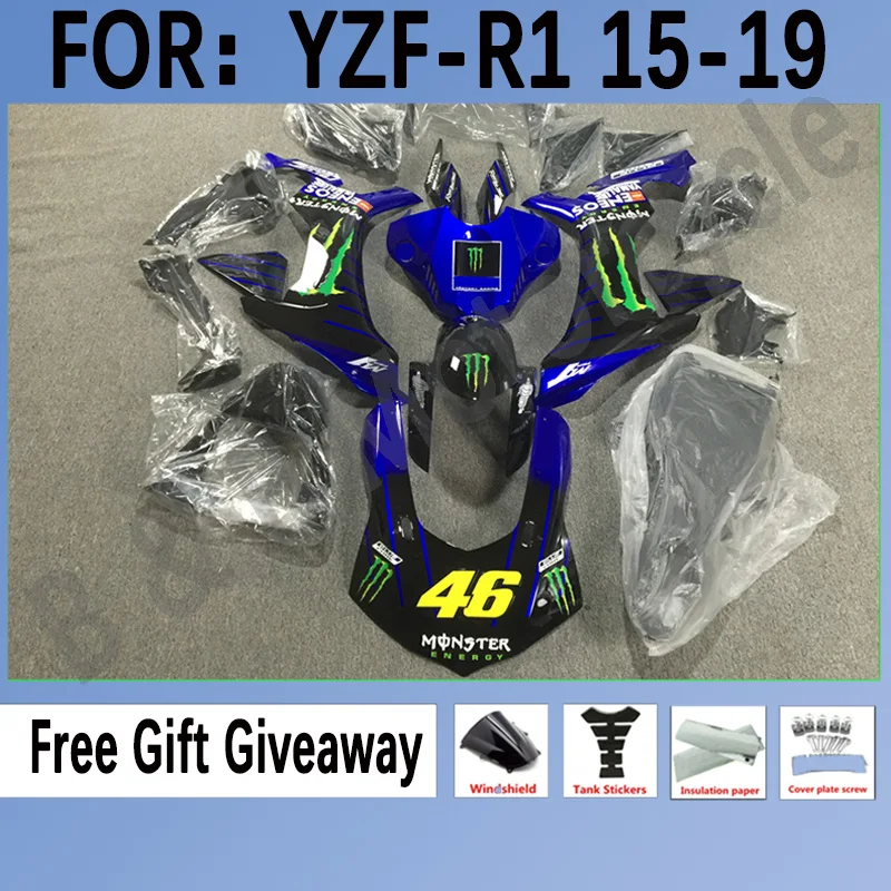

New ABS Motorcycle whole Fairing kit for YAMAHA YZFR1 2015 2016 2017 2018 YZF R1 15 16 17 18 19 YZF1000 Fairings black blue