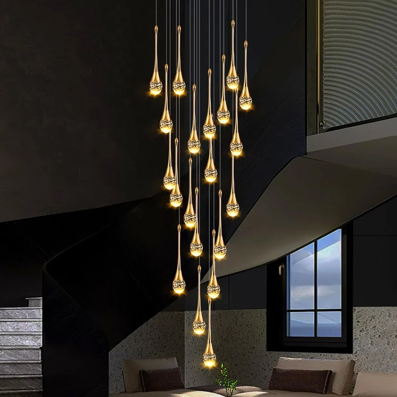 Imagem -04 - Modern Crystal Chandelier For Home Decoration Stair Pendant Lamp Living Room Pendant Lights Iluminação Interior