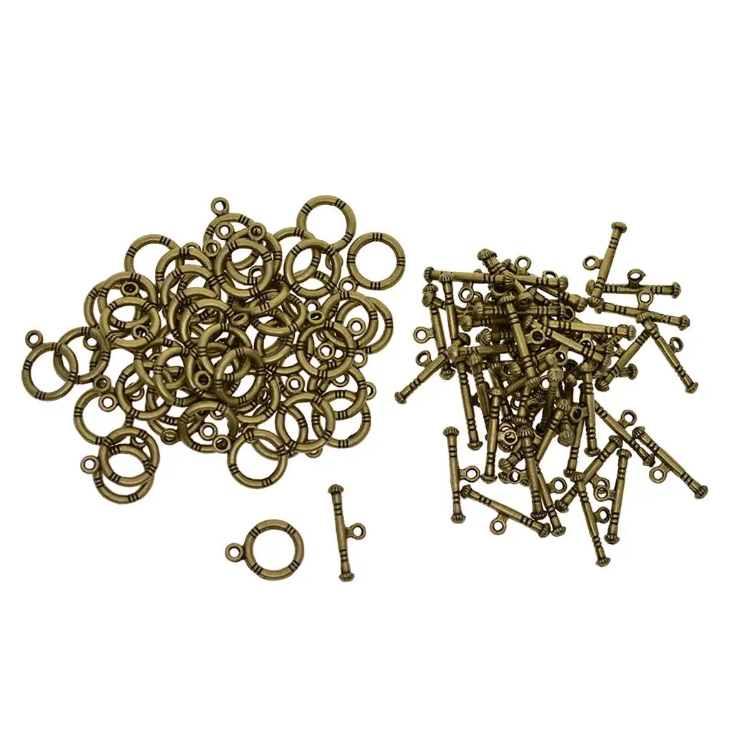 Artesanato Toggle Fecho para Fazer Jóias, Bronze Closure, Metal, Bulk, 50Pcs