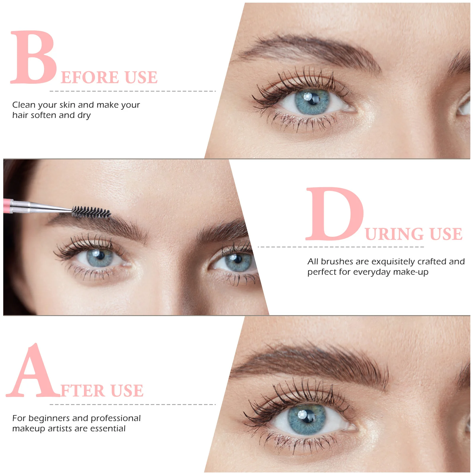 3 قطعة فرشاة رمش ماسكارا الحاجب ماكياج الصولجانات خفيفة الوزن المحمولة المسمار رئيس أمشاط للسفر الأعمال الاستخدام اليومي الجمال #3