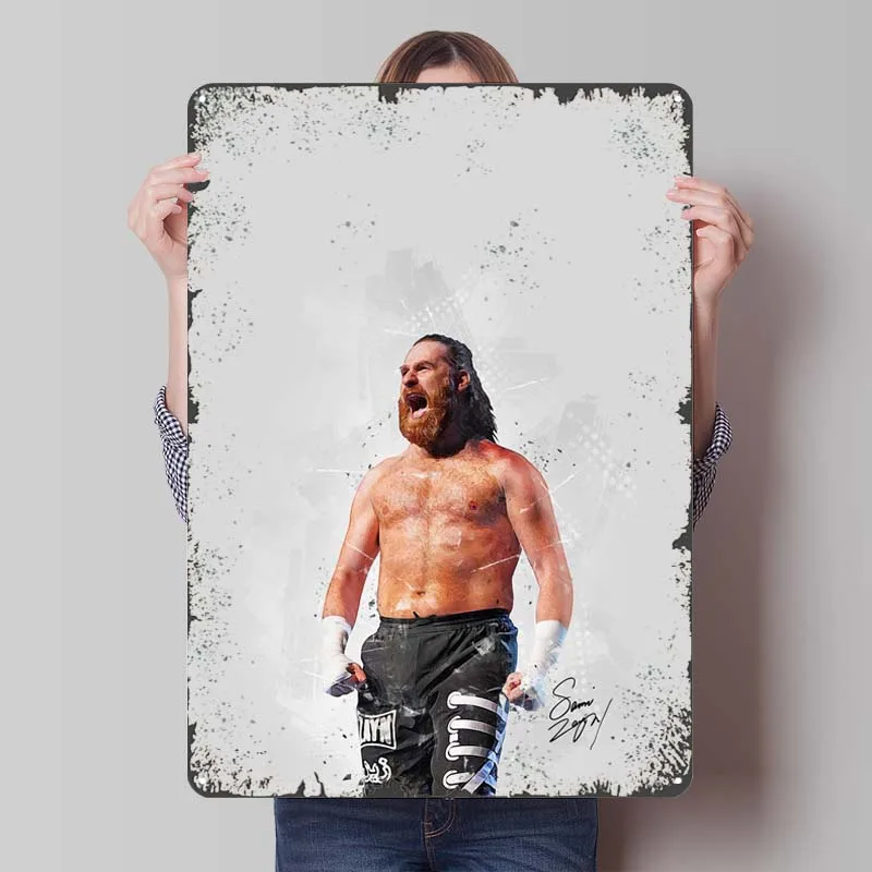 Sami Zayn Sports Metal Poster Decoration Living Room Decor Items Aesthetic Decoration Wall Art Mural Bar Accessories Retro Home