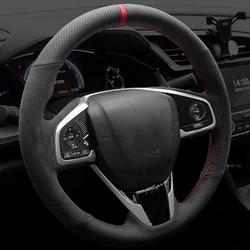 Car Steering Wheel Cover Non-slip Carbon Fiber Suede Braid For Honda Civic 10 2016-2021 CR-V CRV 2017-2021 Clarity 2018-2021