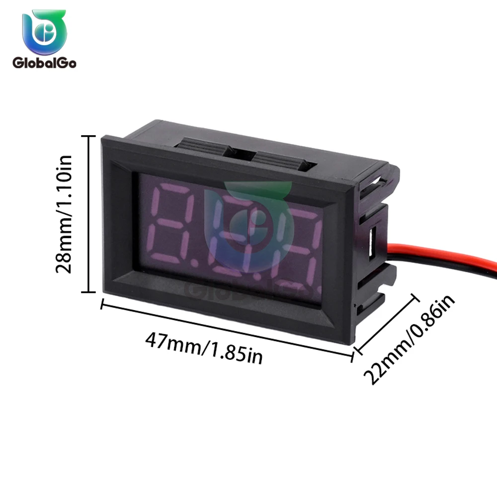 AC 70-500V 0.56 "أدى الفولتميتر الرقمي الجهد متر أداة أداة فولت 2 سلك أحمر أخضر أزرق عرض 110 فولت 220 فولت ديي 0.56 بوصة