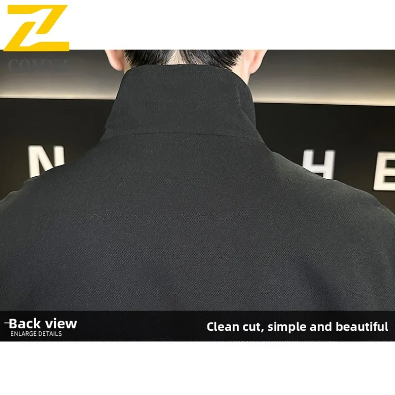 سترة رجالي COMXZ بياقة واقفة على الطراز الكوري معطف عصري للزراعة الذاتية سترة واقية للخريف مقاومة للرياح للمكتب