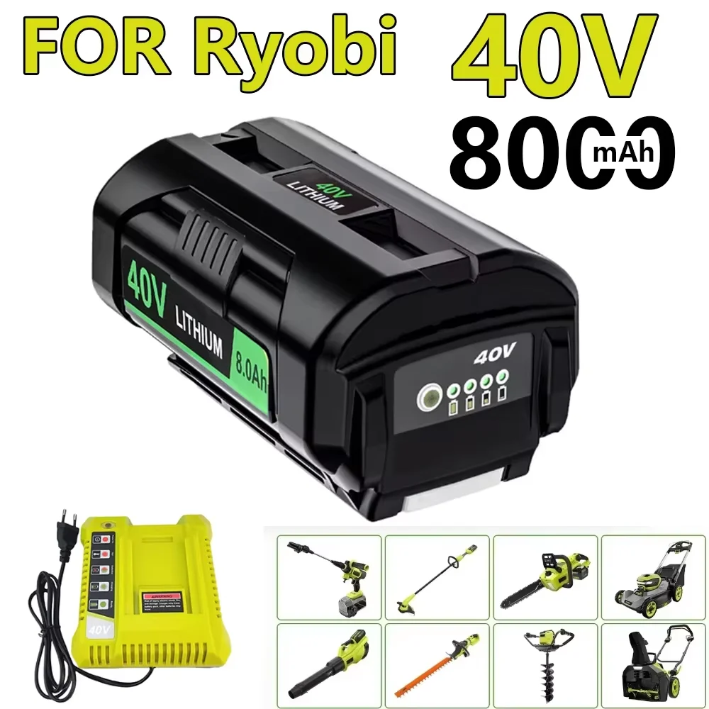 

New 40V 8AH High-Power Lithium Battery, For Ryobi RY40200 Tool Battery OP4050 OP4026 , RY40430,Ryobi Lawn Mower